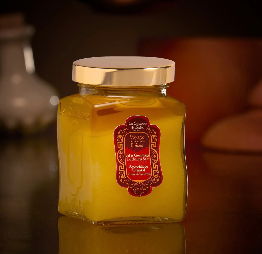 Salt Scrub - Ayurvedic Treatment - Amber Vanilla Patchouli Journey To The Spices Route